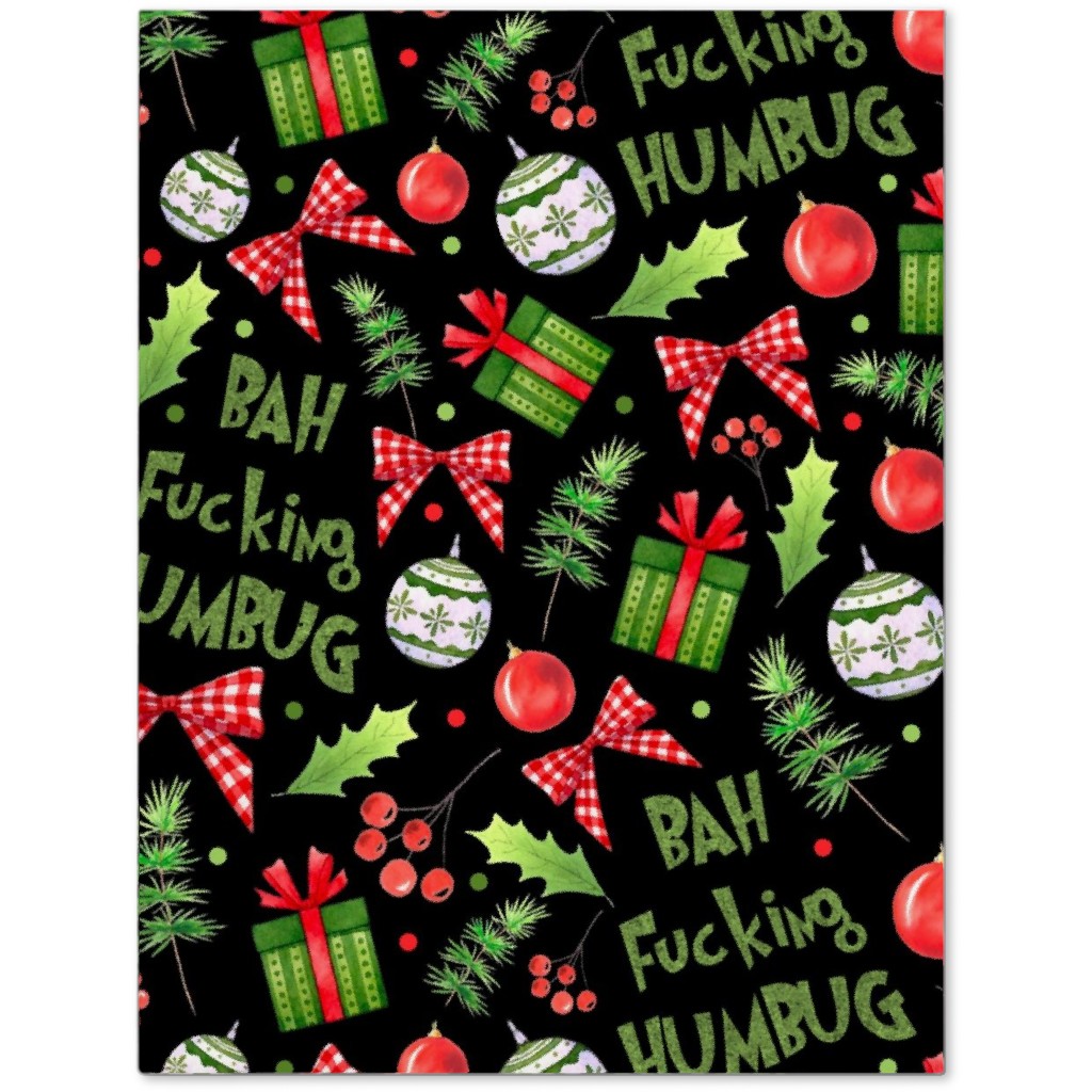 Bah Fucking Humbug Sarcastic Christmas on Black Journal, Multicolor