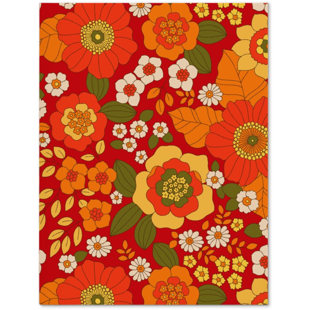 Vintage Flora - Red Journal, Orange