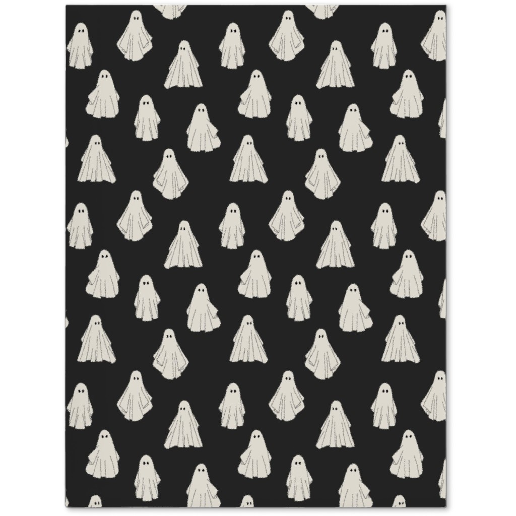 Spooky Halloween Vintage Ghosts - White on Black Journal, Black, Black