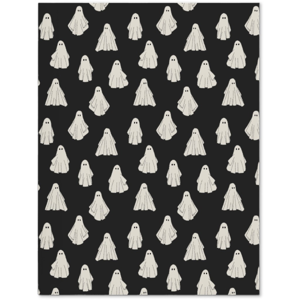 Spooky Halloween Vintage Ghosts - White on Black Journal, Black