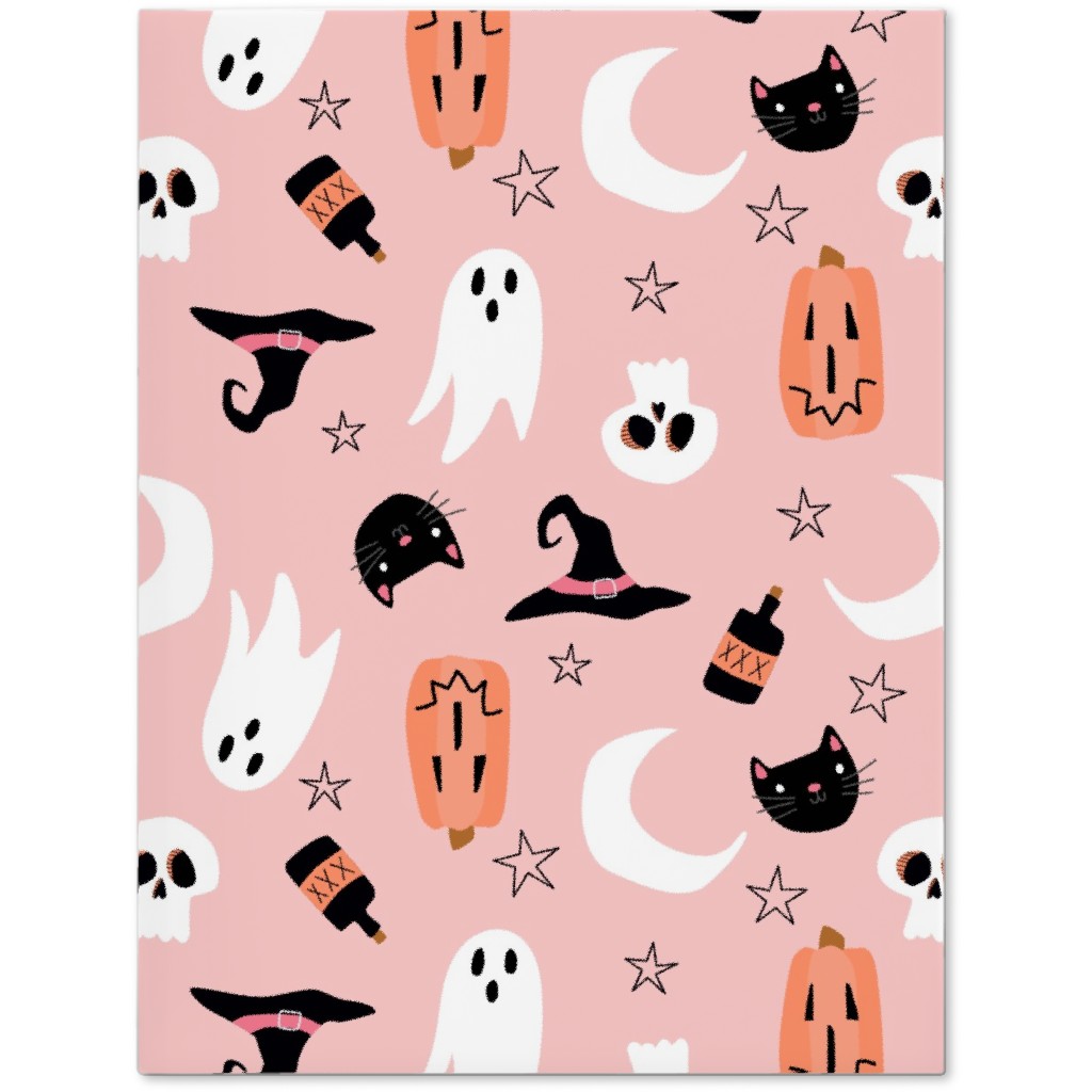 Sweet Halloween Pumpkin, Witch, Ghost, Cat Journal, Pink, Bright Pink