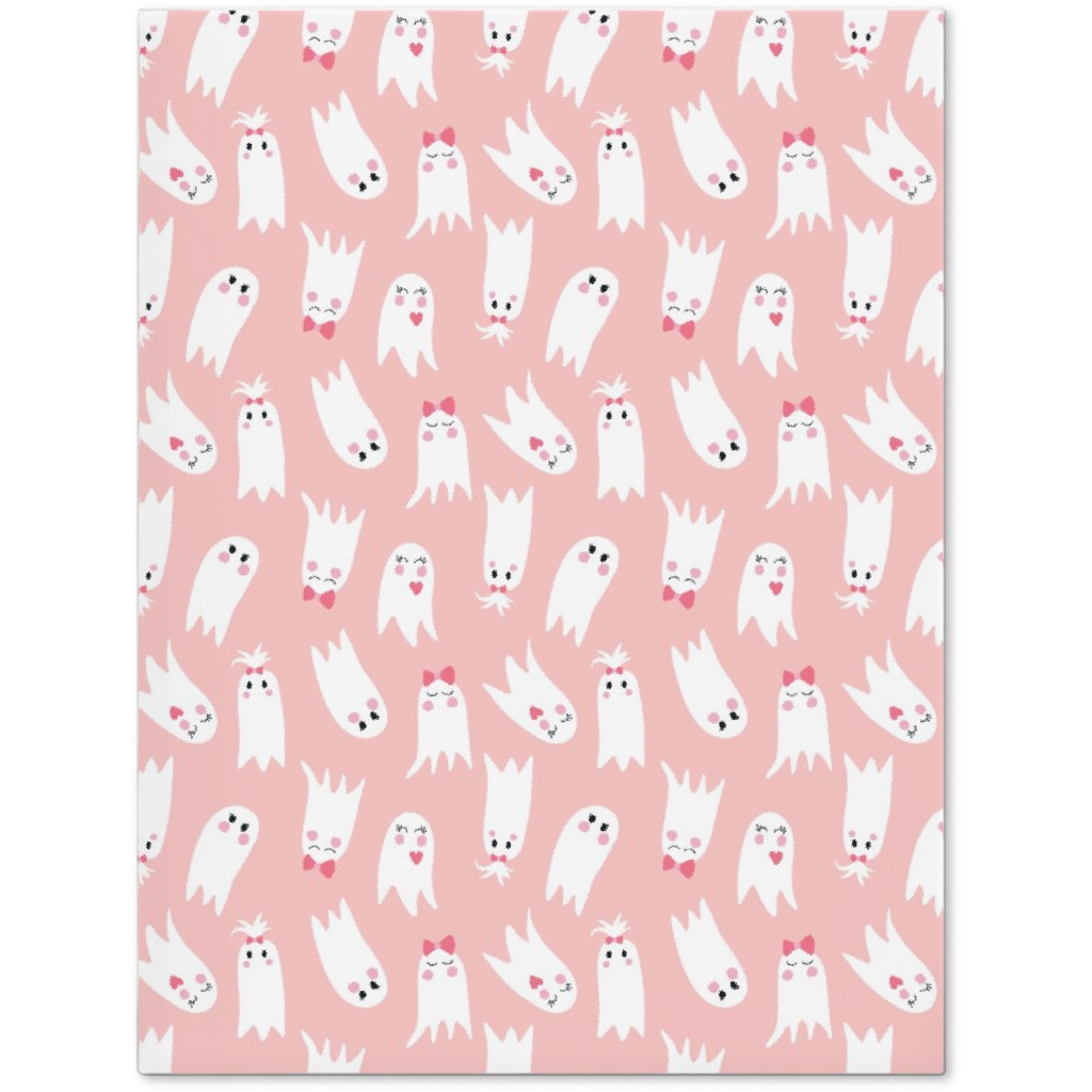 Sweet White Ghosts on Pink Journal, Pink, Bright Pink