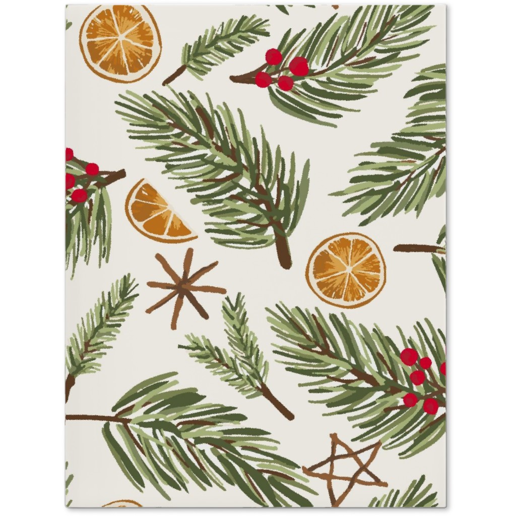 Festive Christmas Pine Sprigs and Orange Slices Journal, Multicolor