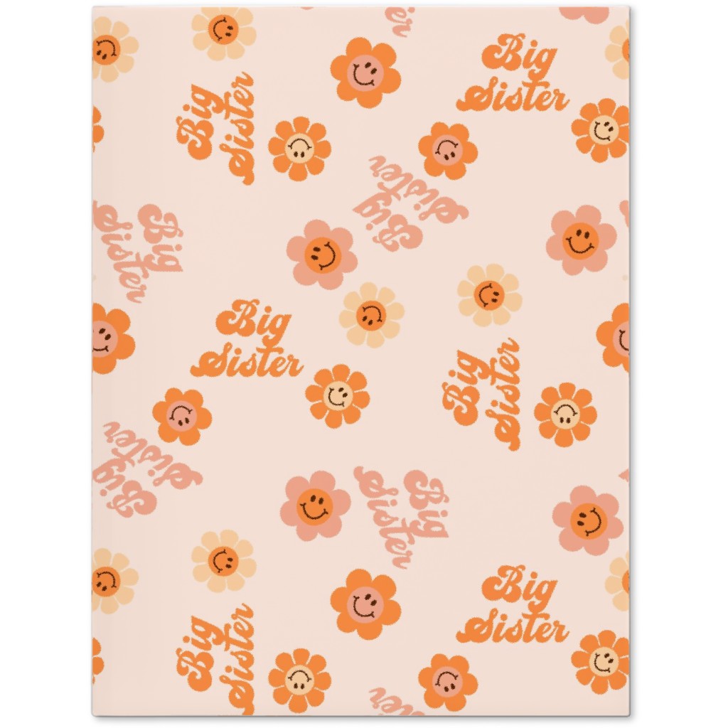Big Sister Boho - Retro Smiley Floral Design - Muted Journal, Pink