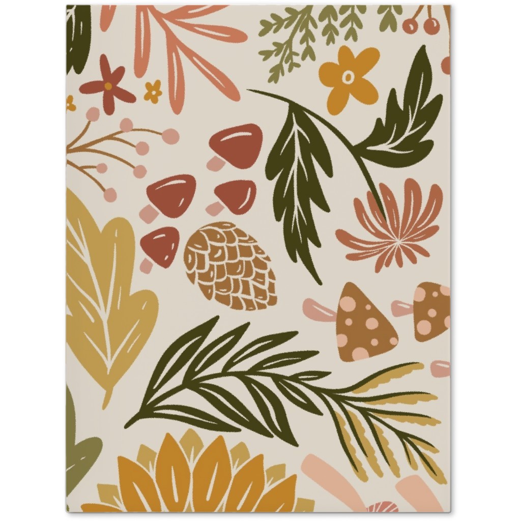 Autumn Botanicals - Leaves, Acorns, Sunflowers, Ferns, Mums, Pinecones, Mushrooms - Light Journal, Multicolor