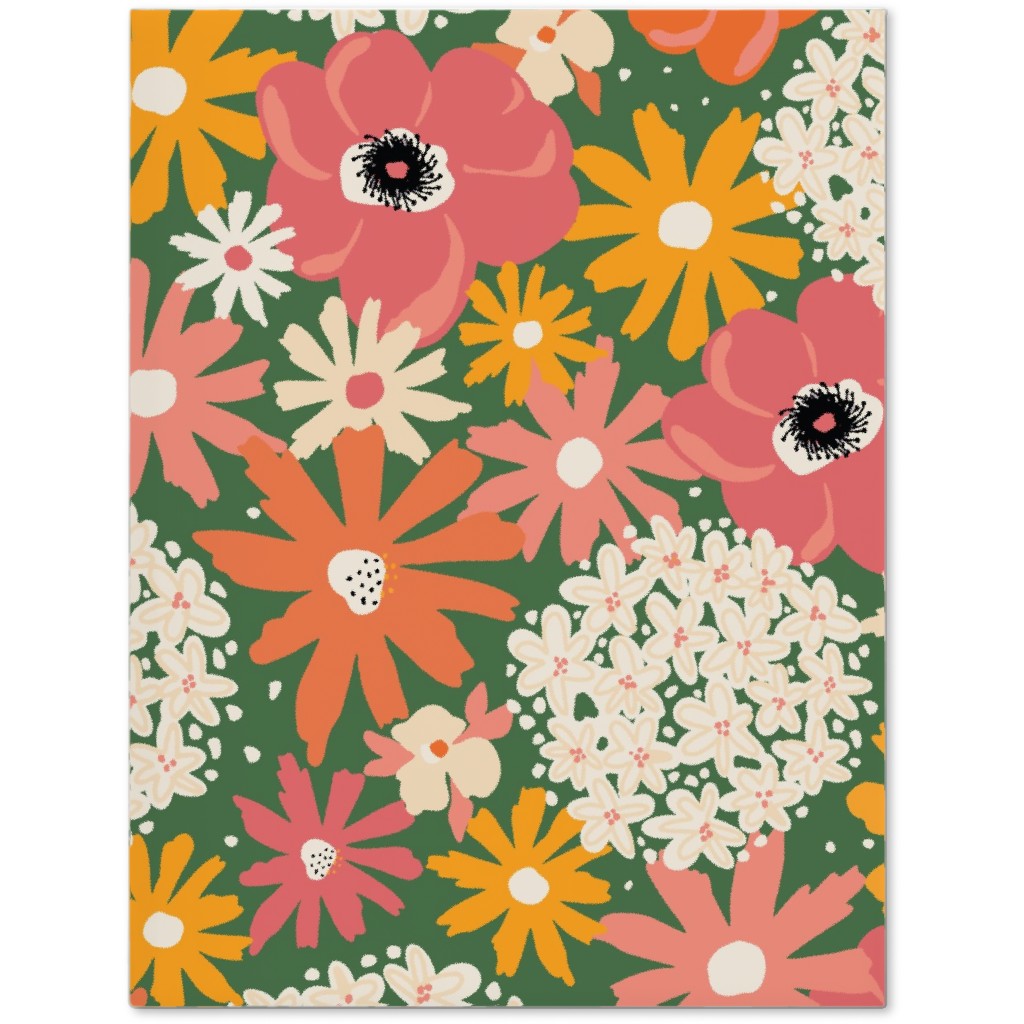 Summer Florals - Green Pink White and Orange Journal, Multicolor