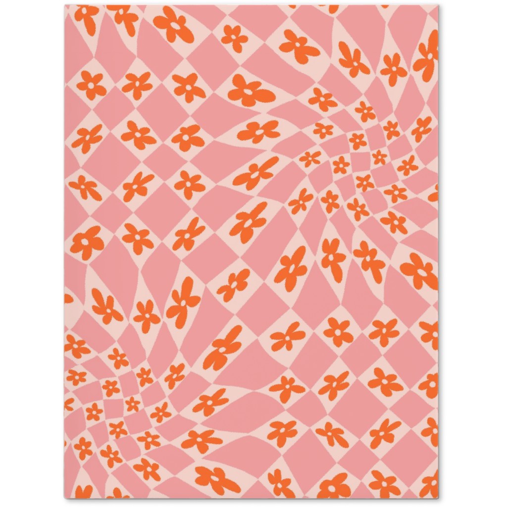 Trippy Checker - Floral - Pink and Orange Journal, Pink