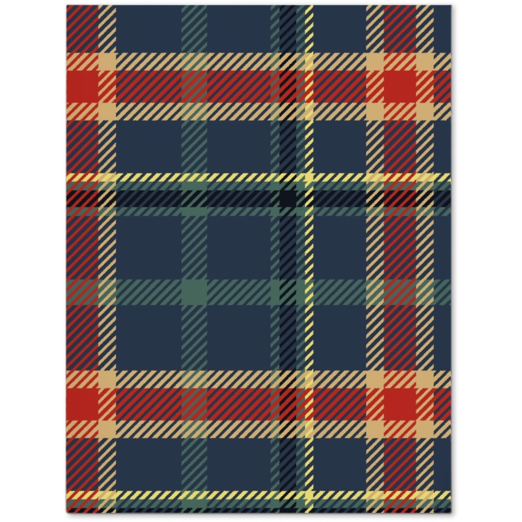 Navy Blue and Pine Plaid Journal, Multicolor