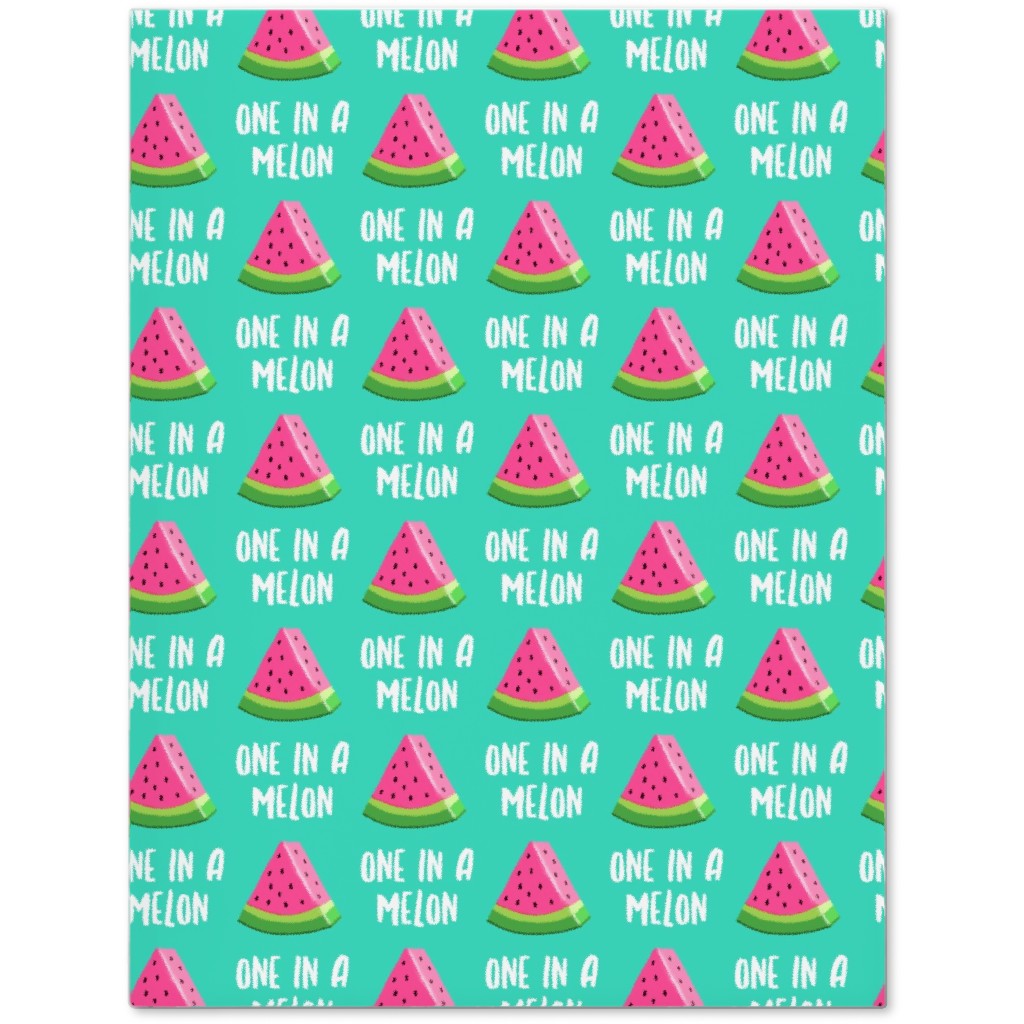 One in a Melon - Watermelon - Pink on Teal Journal, Green