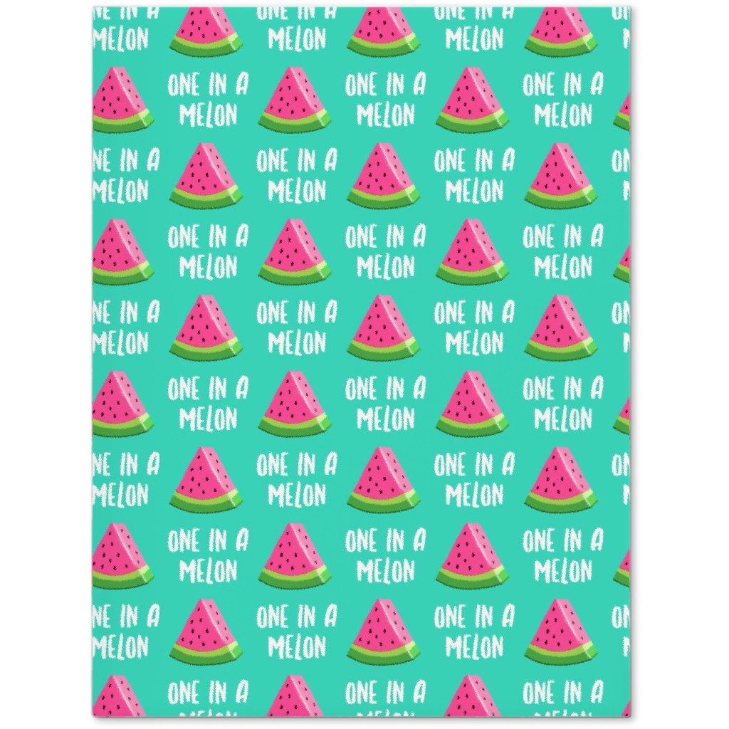 One in a Melon - Watermelon - Pink on Teal Journal, Green, Classic Green