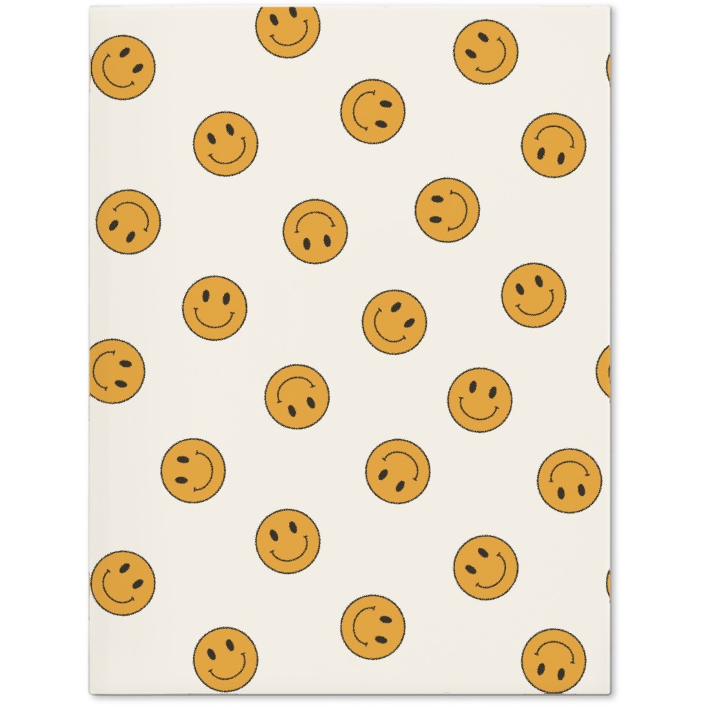 Retro Smiley Face - Cream and Yellow Journal, Yellow