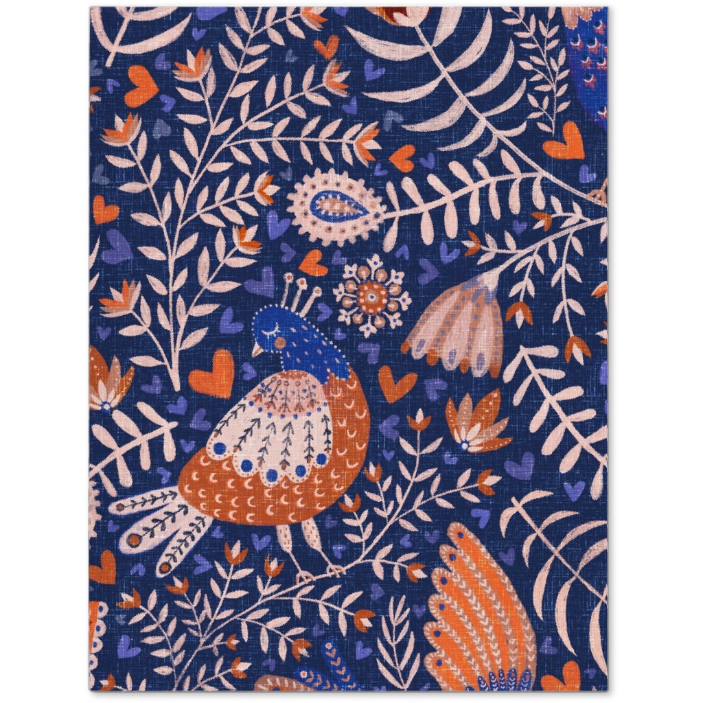 Swedish Folk Art Birds - Blue Journal, Blue, True Blue