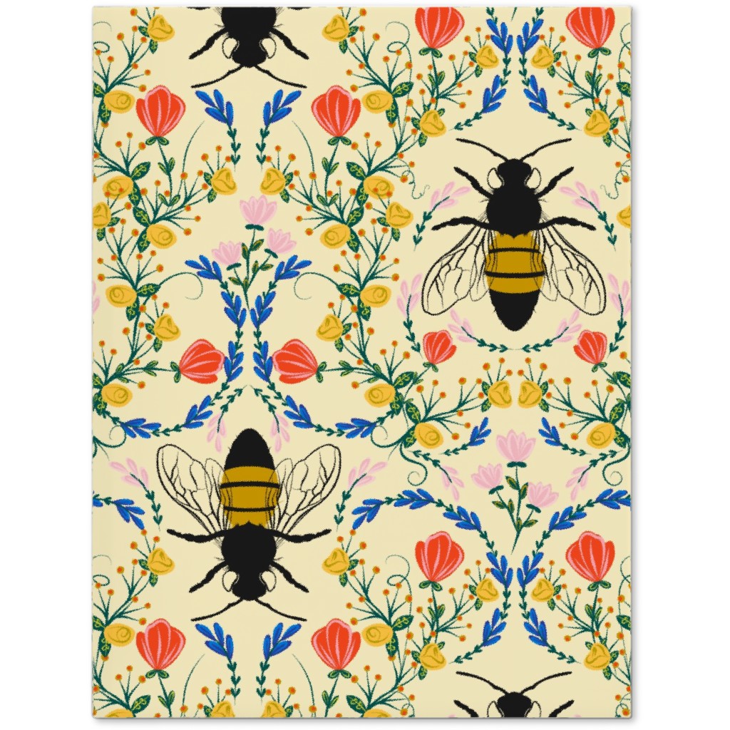 Bee Garden - Multi on Cream Journal, Yellow