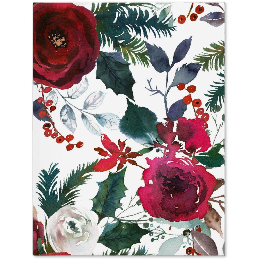Holiday Florals Red on White Journal, Multicolor