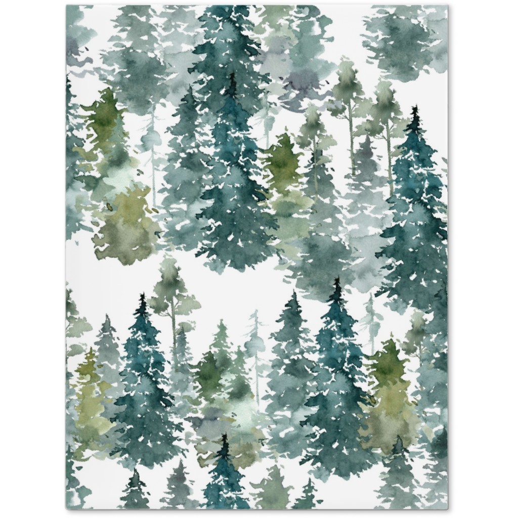 Woodland Trees Watercolor - White Journal, Green