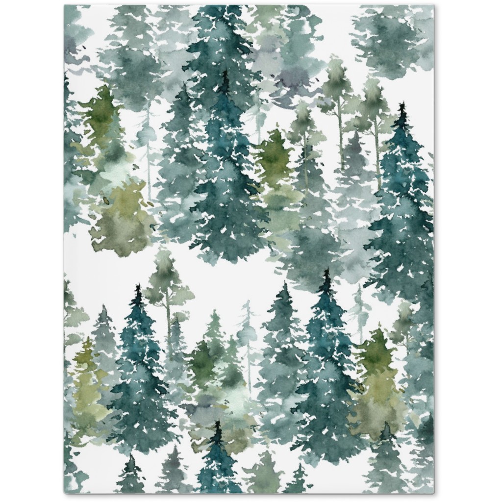 Woodland Trees Watercolor - White Journal, Green, Classic Green