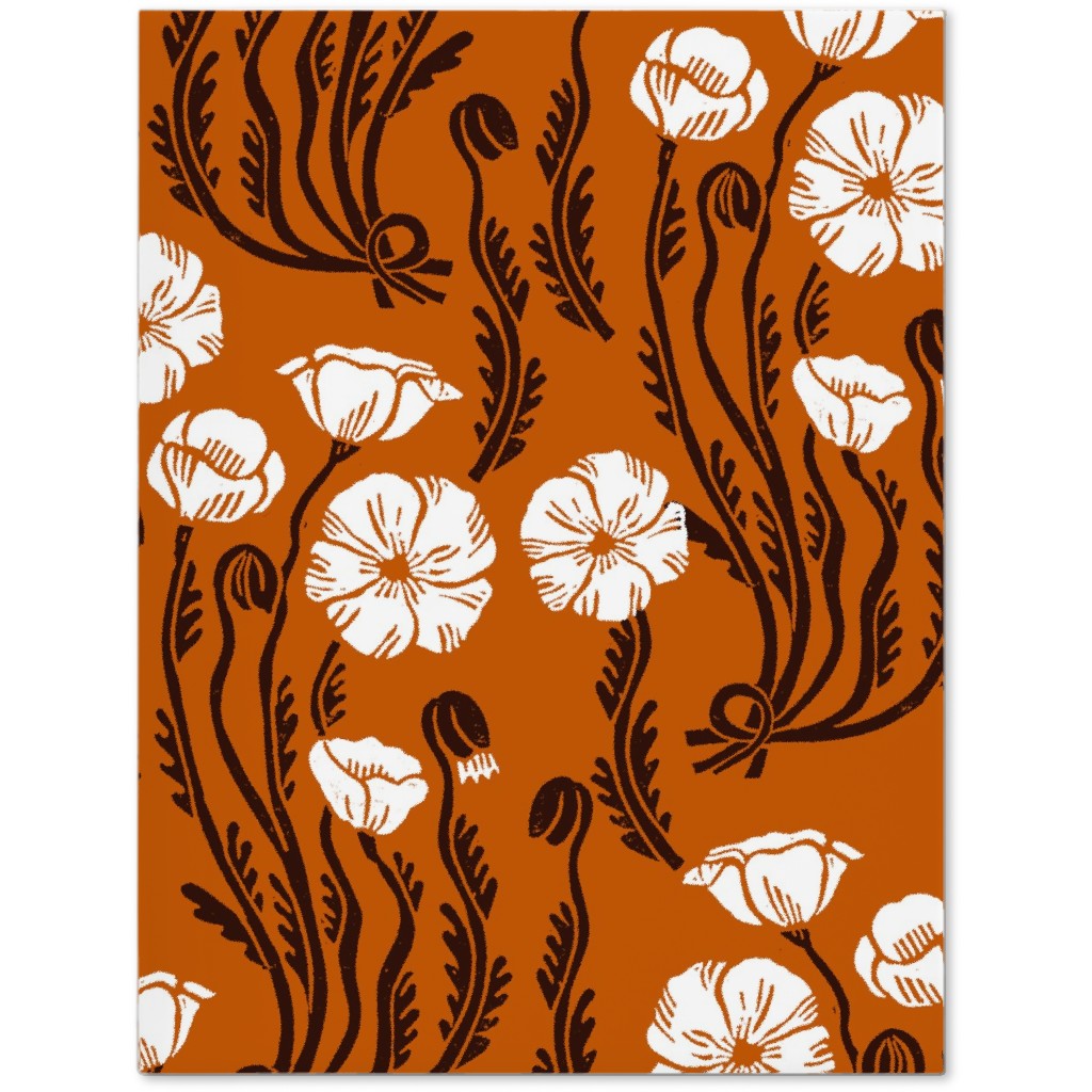 Poppy, Fall Harvest Block Printed Vintage Florals Journal, Orange, Orange