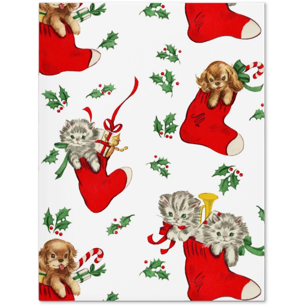 Vintage Christmas Kittens and Puppies Journal, Multicolor