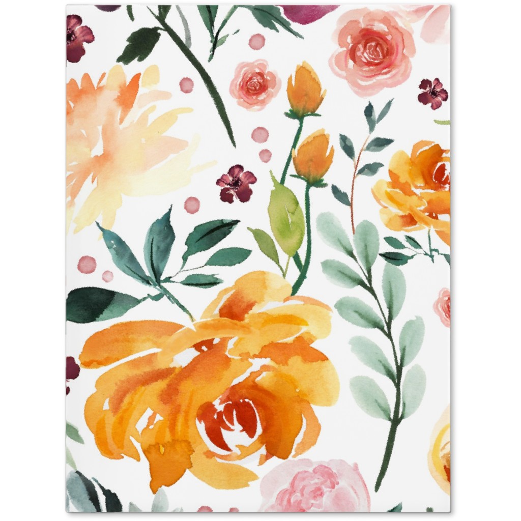 Orange Burgandy Floral Journal, Multicolor