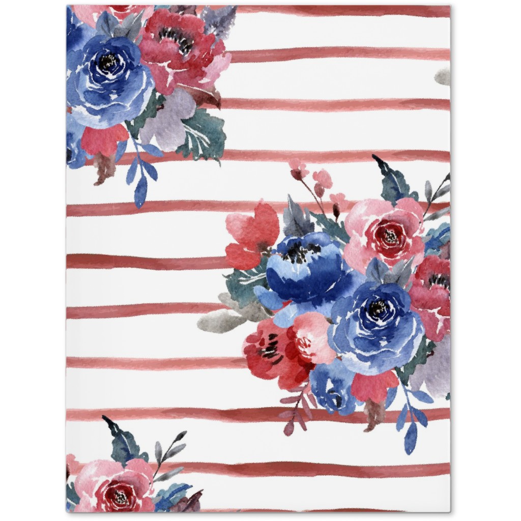 Freedom Florals With Red Stripes - Multi Journal, Red, Red