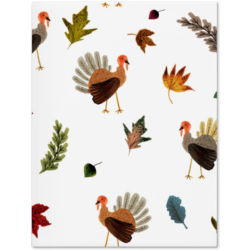 Fall Thanksgiving Turkeys on White Journal, White