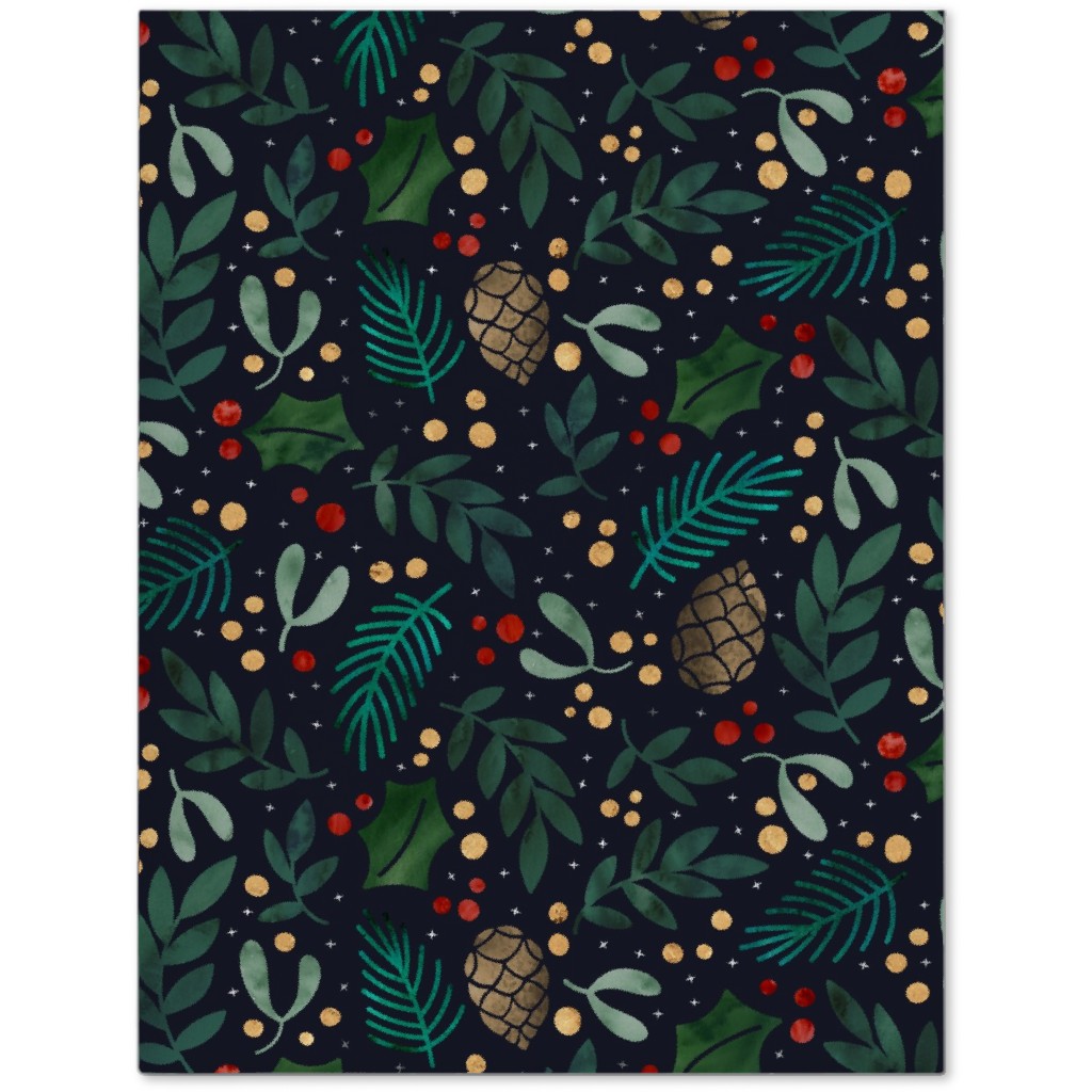 Christmas Florals - Dark Green Journal, Green, Classic Green