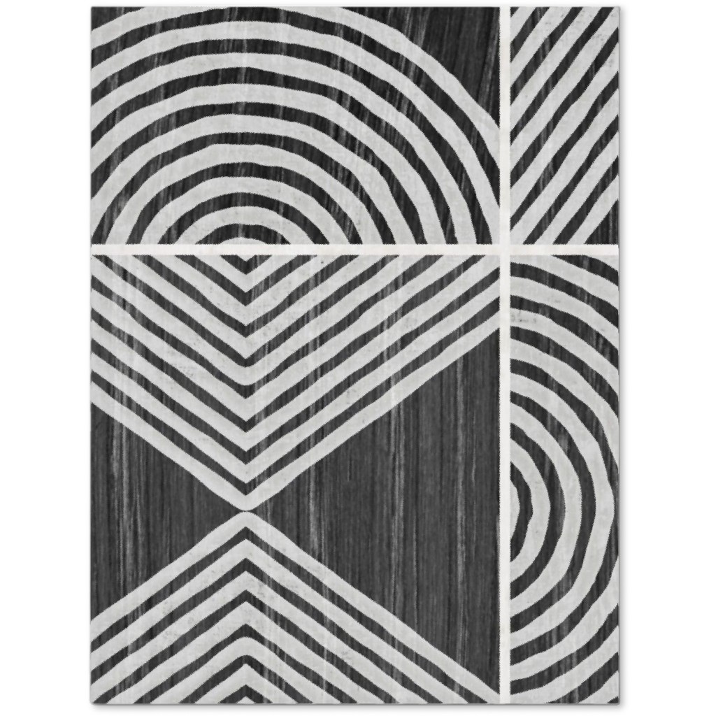 Boho Tribal Woodcut Geometric Shapes Journal, Black, Coal