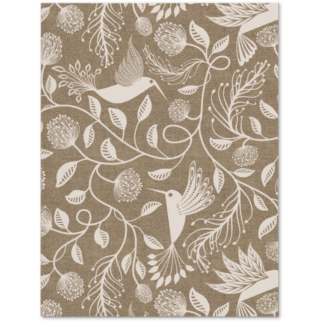 Papercutting Floral and Hummingbirds - Neutral Journal, Beige, Pearl