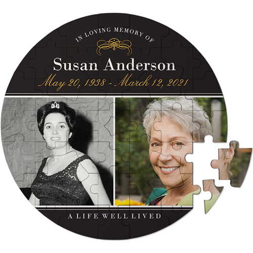 In Loving Memory Keepsake Puzzle, Circle, Keepsake, Gray, charcoal