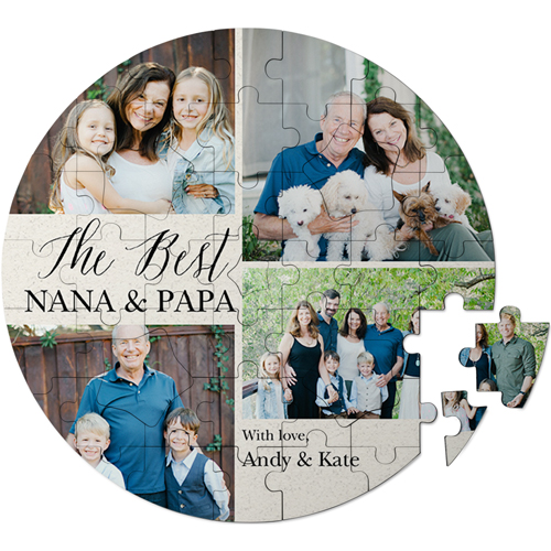 Scripted Best Grid Keepsake Puzzle, Circle, Keepsake, Beige