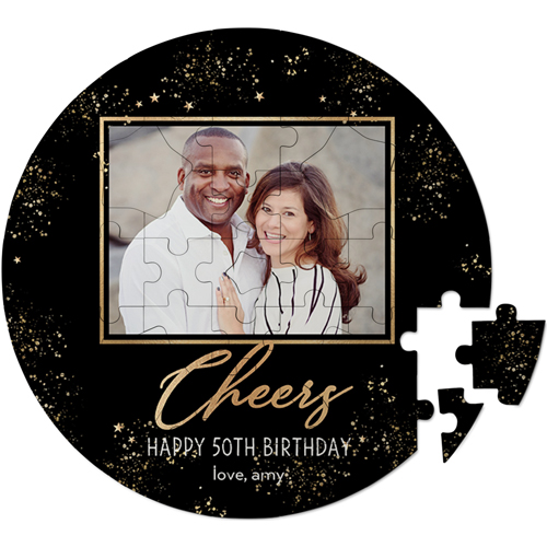 Sparkling Celebration Keepsake Puzzle, Circle, Keepsake, Black