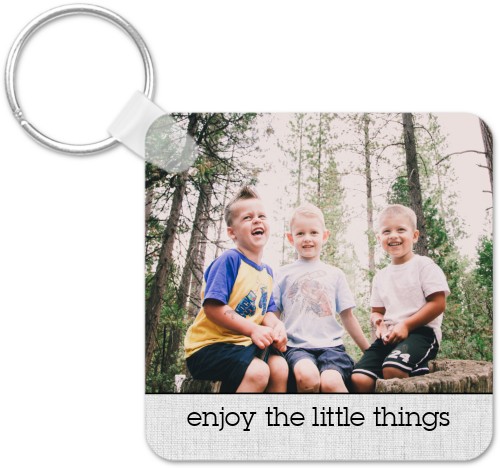 Enjoy Family Time Key Ring, Square, Gray