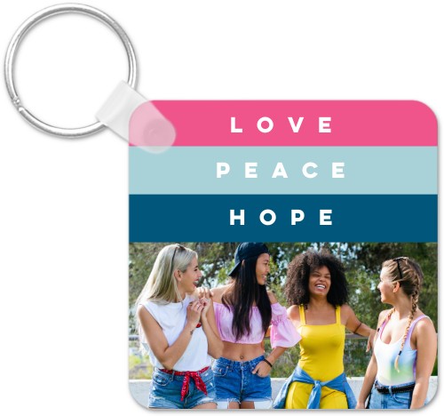 Positive Trio Key Ring, Square, Pink