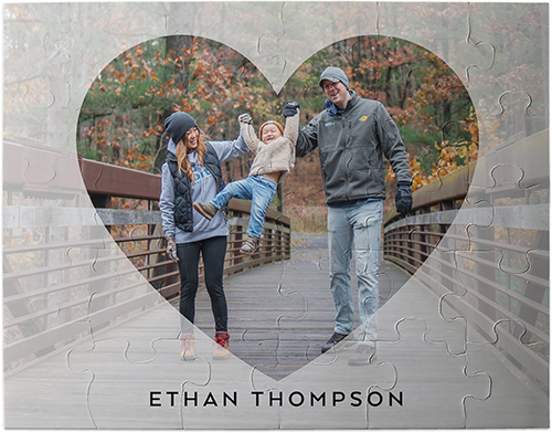 Heart Overlay Kids Puzzle, Thick Puzzle Board, 30 pieces, Rectangle, Kids Puzzle, White, white