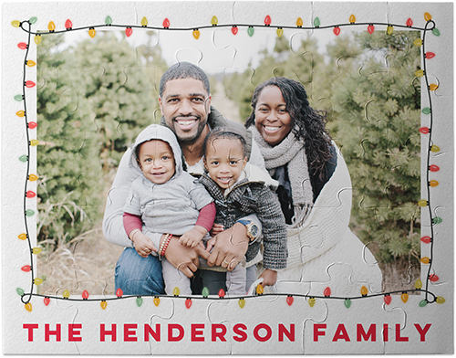 Holiday Lights Border Kids Puzzle, Thick Puzzle Board, 30 pieces, Rectangle, Kids Puzzle, White, white