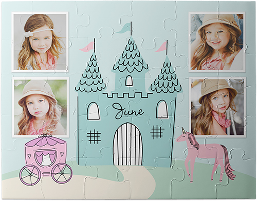 Princess Castle Kids Puzzle, Thick Puzzle Board, 30 pieces, Rectangle, Kids Puzzle, Blue