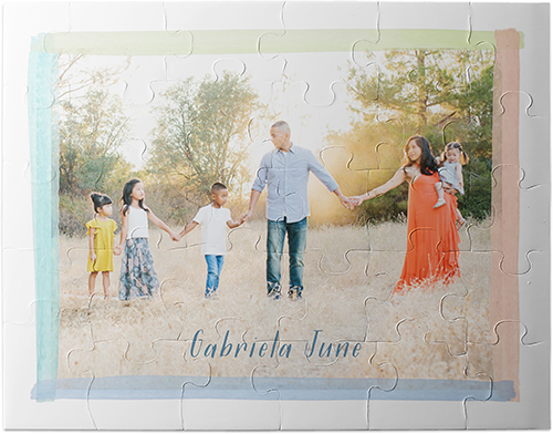 Pastel Brushed Frame Kids Puzzle, Thick Puzzle Board, 30 pieces, Rectangle, Kids Puzzle, Blue