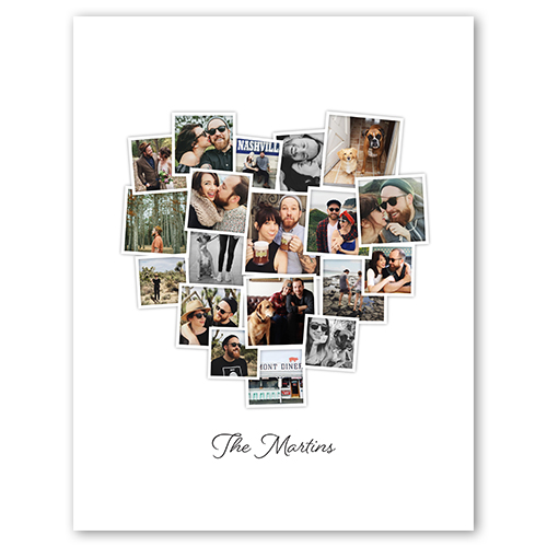 Tilted Heart Collage Portrait, -11x14-White