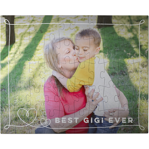 Whimsy Heart Border Large Piece Puzzle, Puzzle Board, 50 large pieces, Rectangle, Large Piece Puzzle, White, white