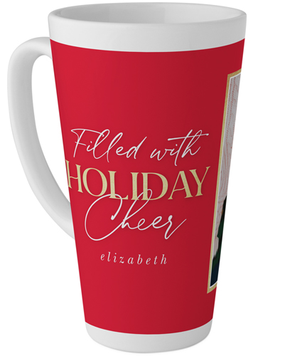 Holiday Cheer Tall Latte Mug, 17oz, Red