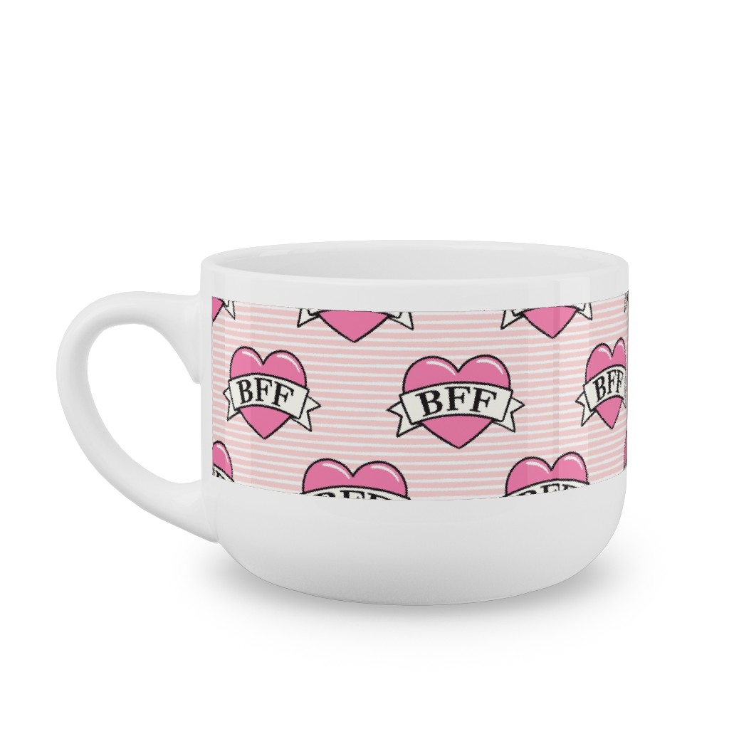 Bff Heart Tattoo Latte Mug, White,  , 25oz, Pink