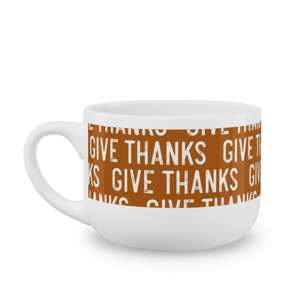 Give Thanks Latte Mug, White,  , 25oz, Orange