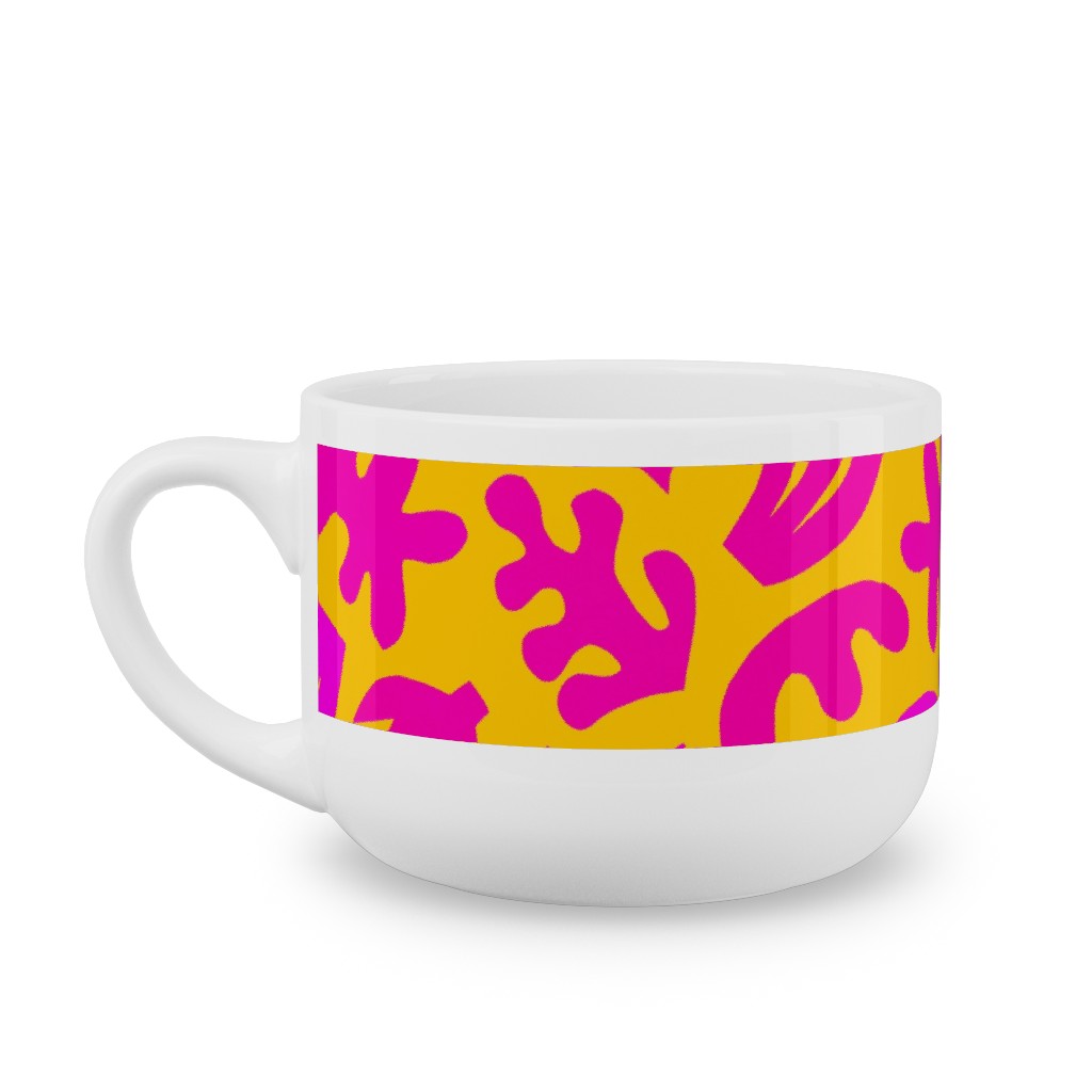 Matisse Paper Cuts - Neon Latte Mug, White,  , 25oz, Pink