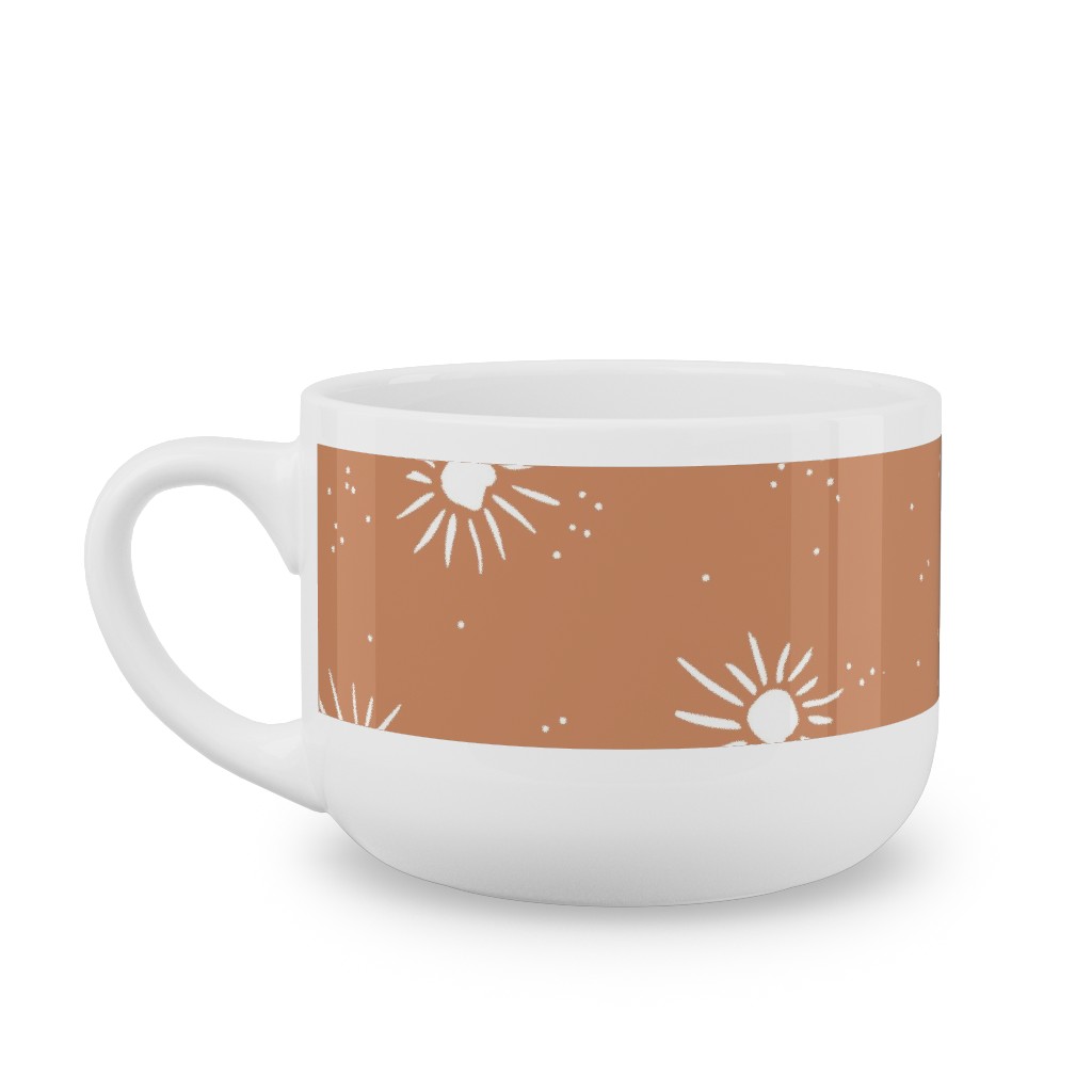 Seventies Retro Style Sunshine Latte Mug, White, , 25oz, Orange, Pueblo
