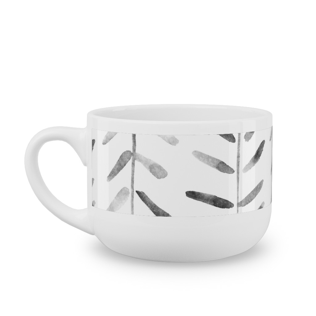 Noir Watercolor Abstract Geometrical Pattern for Modern Home Decor Bedding Nursery Painted Brush Strokes Herringbone Latte Mug, White,  , 25oz, White