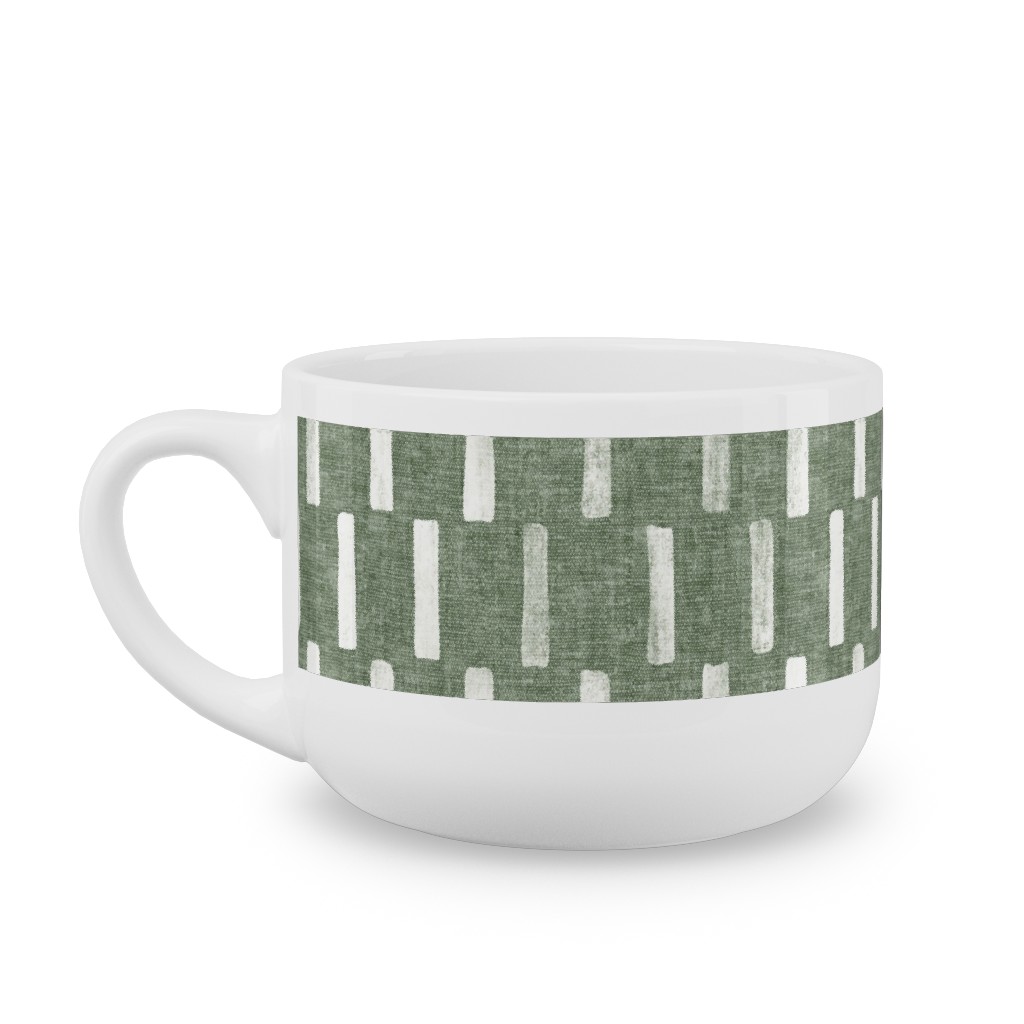 Block Print Dash - Sage Latte Mug, White,  , 25oz, Green