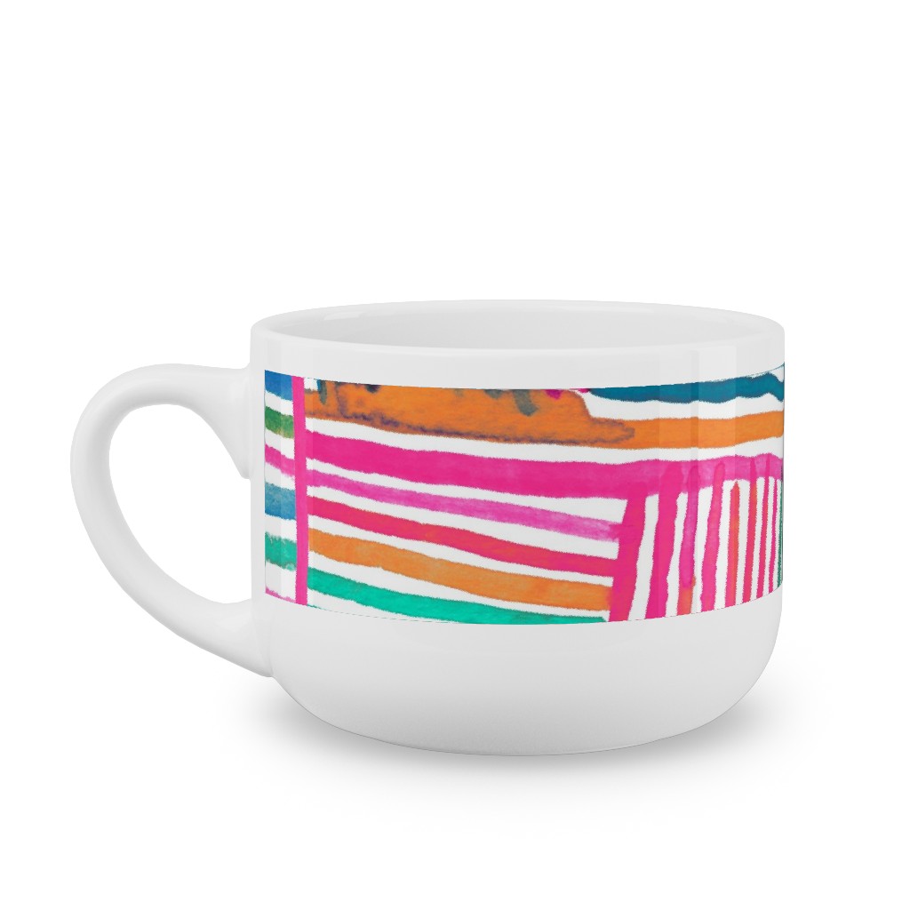 Linear Meditation Latte Mug, White,  , 25oz, Multicolor