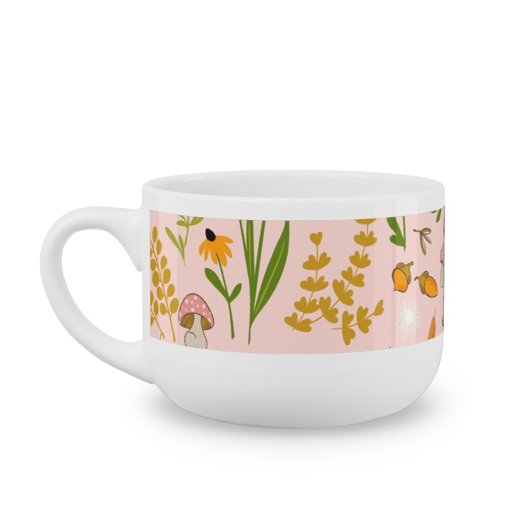 Autumn Meadow Latte Mug, White,  , 25oz, Pink