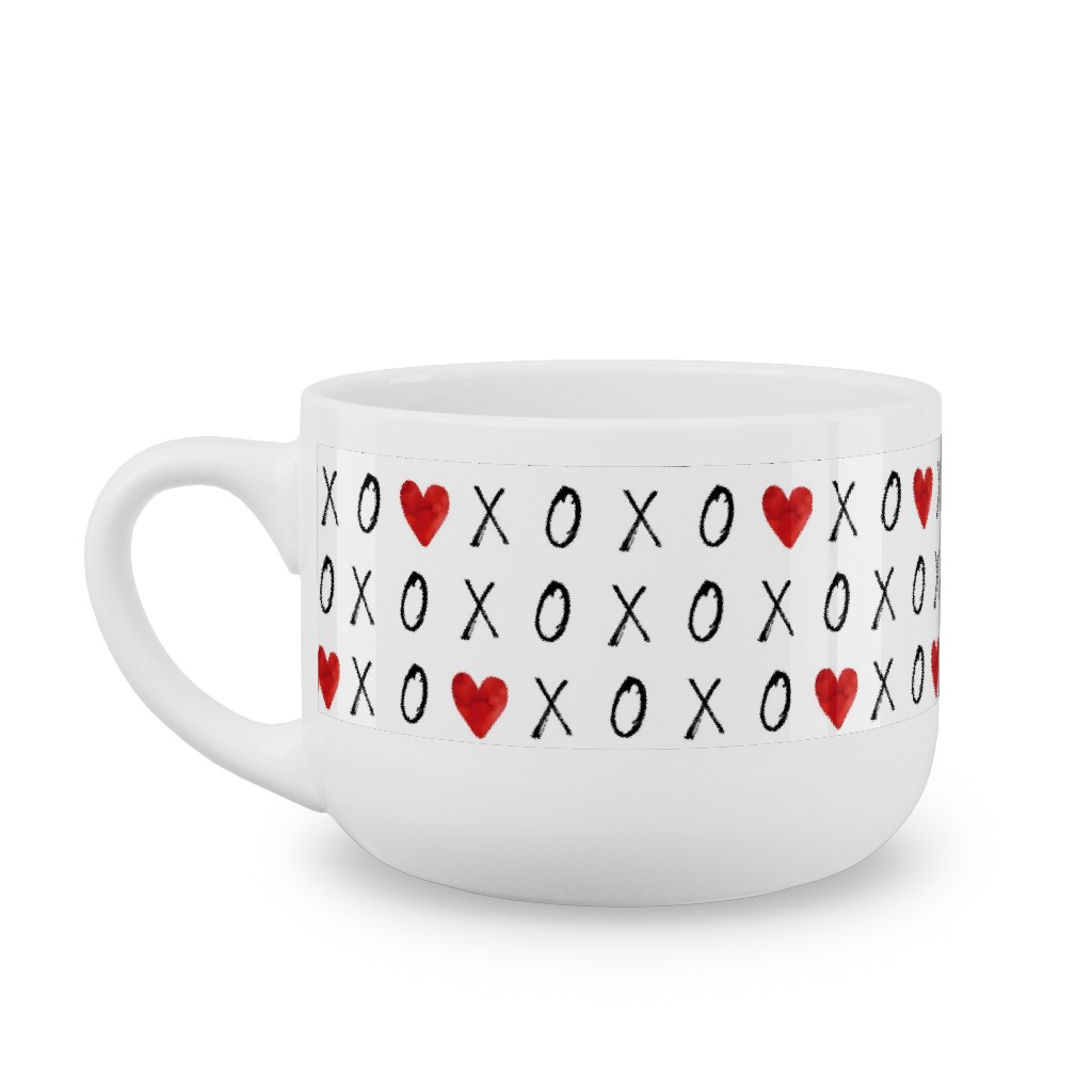 Mini Xoxo With Hearts - White Latte Mug, White, , 25oz, Red, Red