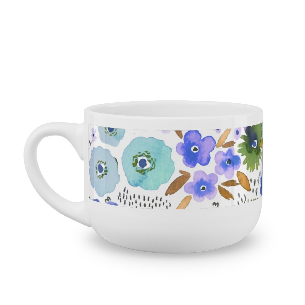 Artful Little Flowers - Multi Latte Mug, White,  , 25oz, Multicolor